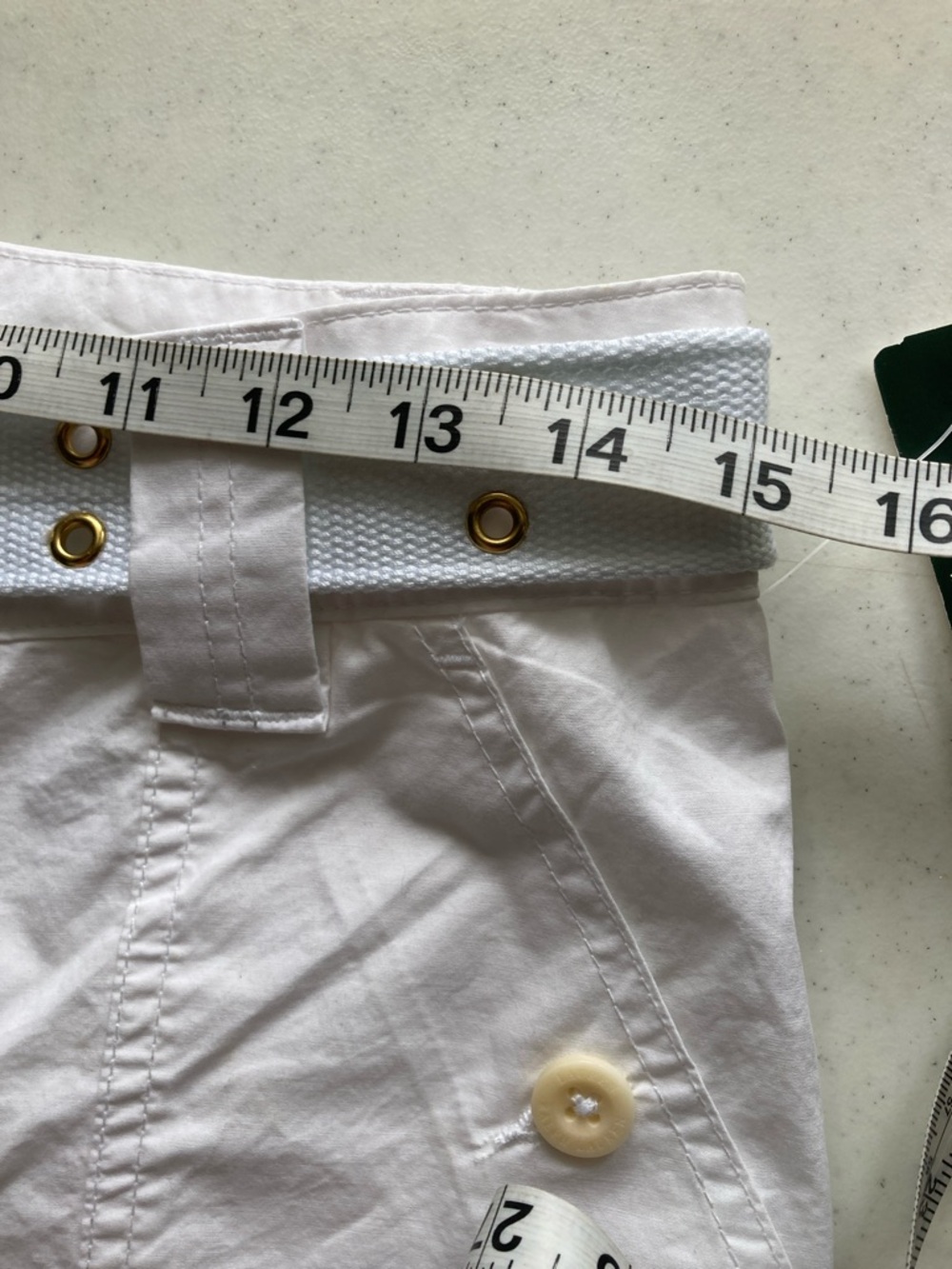 Lauren Ralph Lauren White Cotton Belted Crop Pants with Gold D-Ring - Picture 10 of 11